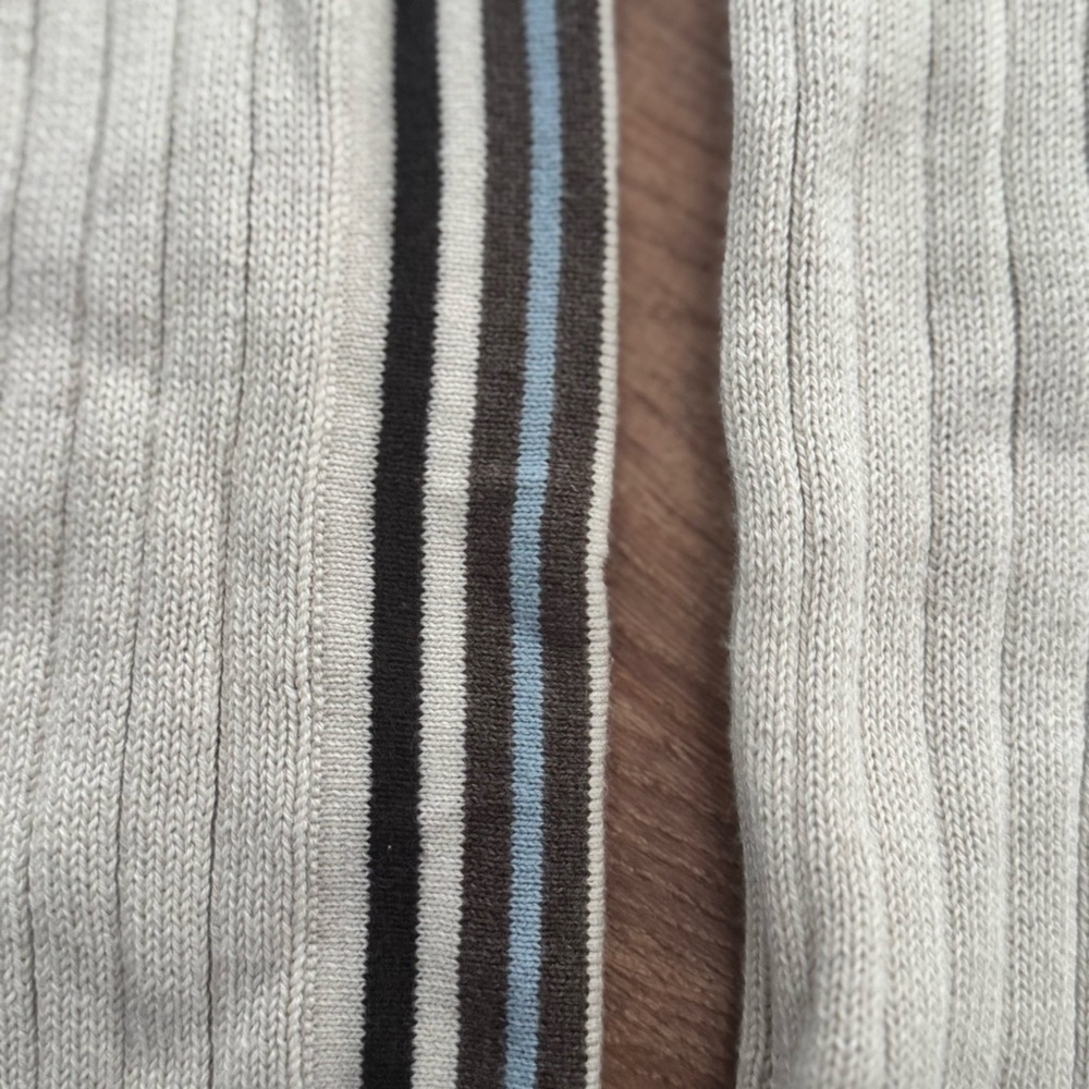 VINTAGE Y2K XG Boy's L Cotton Ribbed Quarter Zip Sweater Striped Sleeve 90’s - Picture 10 of 12